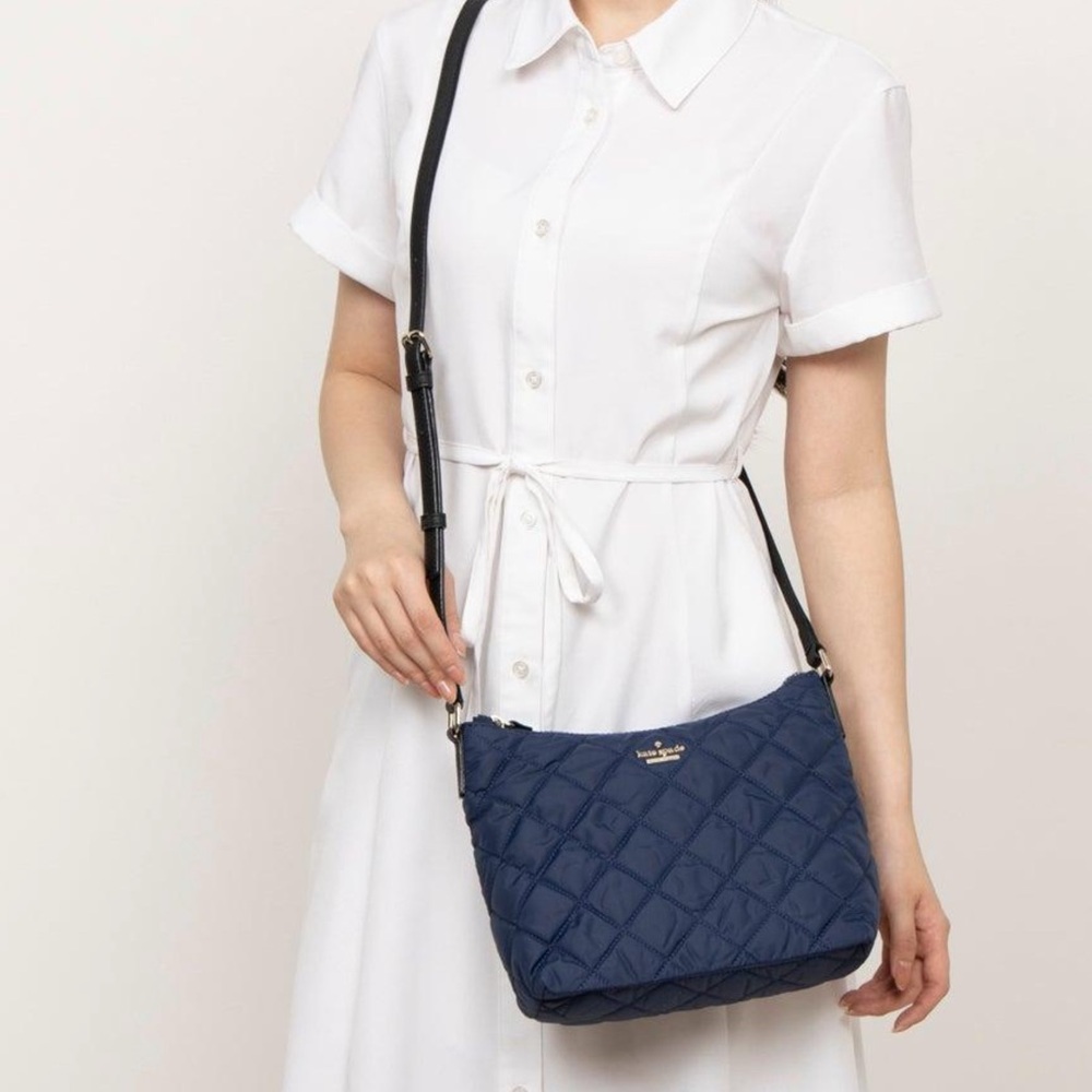 Kate Spade New York Navy Quilted Nylon Crossbody Body
